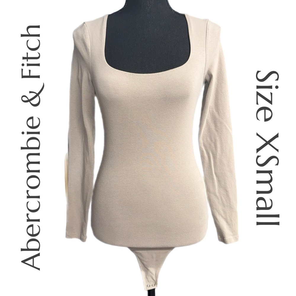 Abercrombie & Fitch - Long Sleeve Square Neck Bodysuit - Tan/Beige - Size XS
